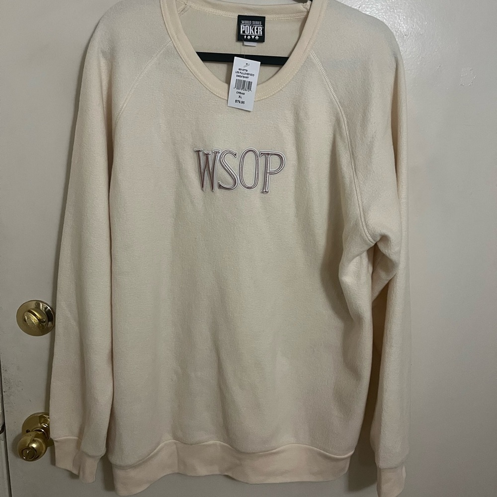 WSOP Beige cream fleece pullover sweater sweatshirt size XL new with tag!